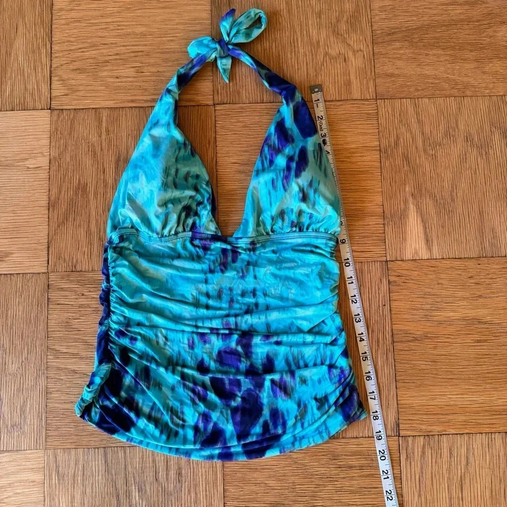 Paula Hermanny by VIX Size 8 Tankini Top Swim Swimsuit Halter Padded Blue Ruched - Picture 7 of 8